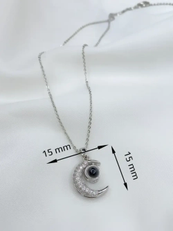 Колье с кулоном Луна Полумесяц и проекцией Я тебя люблю