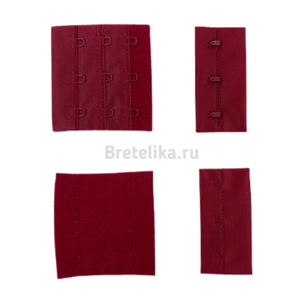 Застежка тканевая, 57 мм, 3*3, бордовая