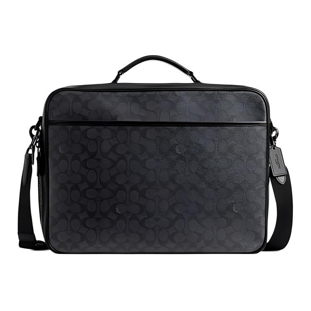 COACH Charter Canvas With Leather Briefcase, Handbag, Shoulder Bag, Crossbody Bag Large Men"s Black