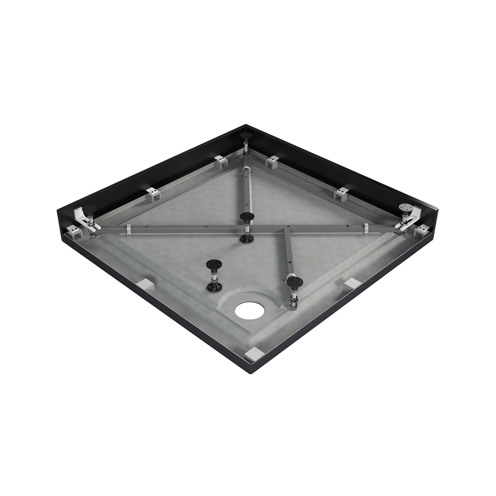 Поддон квадрат  1,0*1,0*0,025 "Universal"акрил d 90 (каркас+экран) выс.14 см BLACK