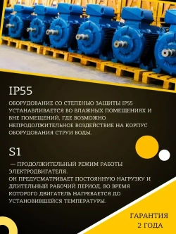 Электродвигатель АИР ( 5АИ ) 100L2 IM1081 5,5 кВт 3000 об 220/380В Вал d 28мм трехфазный для станка для насоса лапы