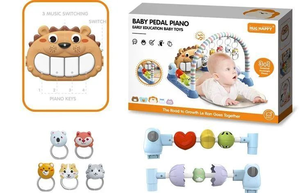 Развивающий игровой коврик для новорожденного с пианино