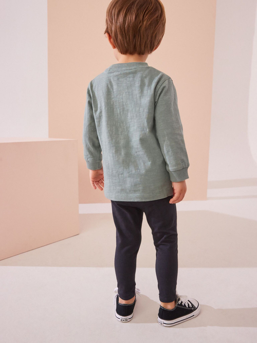 Лонгслив и легинсы в комплекте для мальчика Next 650-024, Зеленый, Черный