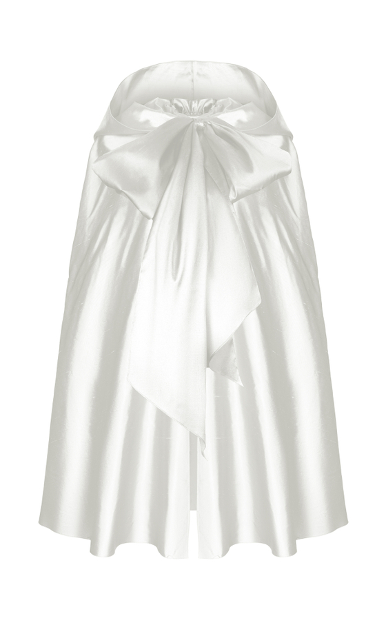 Плащ-накидка из шелка с бантом и капюшоном