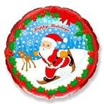 Шар (18"/46 см) Круг, Скользящий Санта, Красный 1 шт.