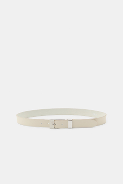 ZARA ОДНОТОННЫЙ РЕМЕНЬ ИЗ 100% КОЖИ С КВАДРАТНОЙ ПРЯЖКОЙ, ЭКРЮ