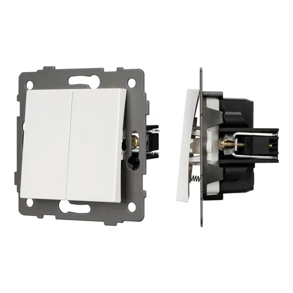 Механизм выключателя двухклавишный самовозвратный SWT-MKR2-PL-WH-V (250V, 10A) (Arlight, -) 049883