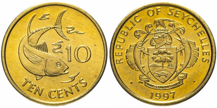 Сейшелы 10 центов, 1982 - 2003 Тунец XF