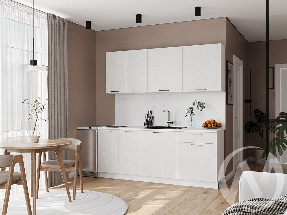 Кухня 2;0 м "Дольче" белый; уайт (корпус белый)