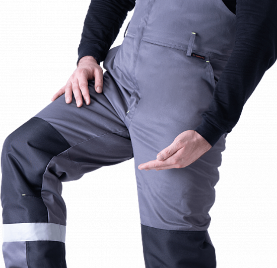 Костюм "Логгер Протект" полукомбинезон, лесоруб (серый/черный/лимон)