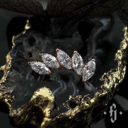 Кластер "Curv Marquise" - Розовое золото - White CZ