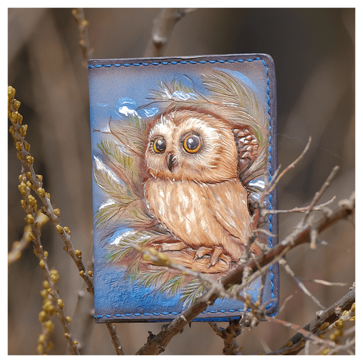 Кожаная обложка на паспорт «Совушка»