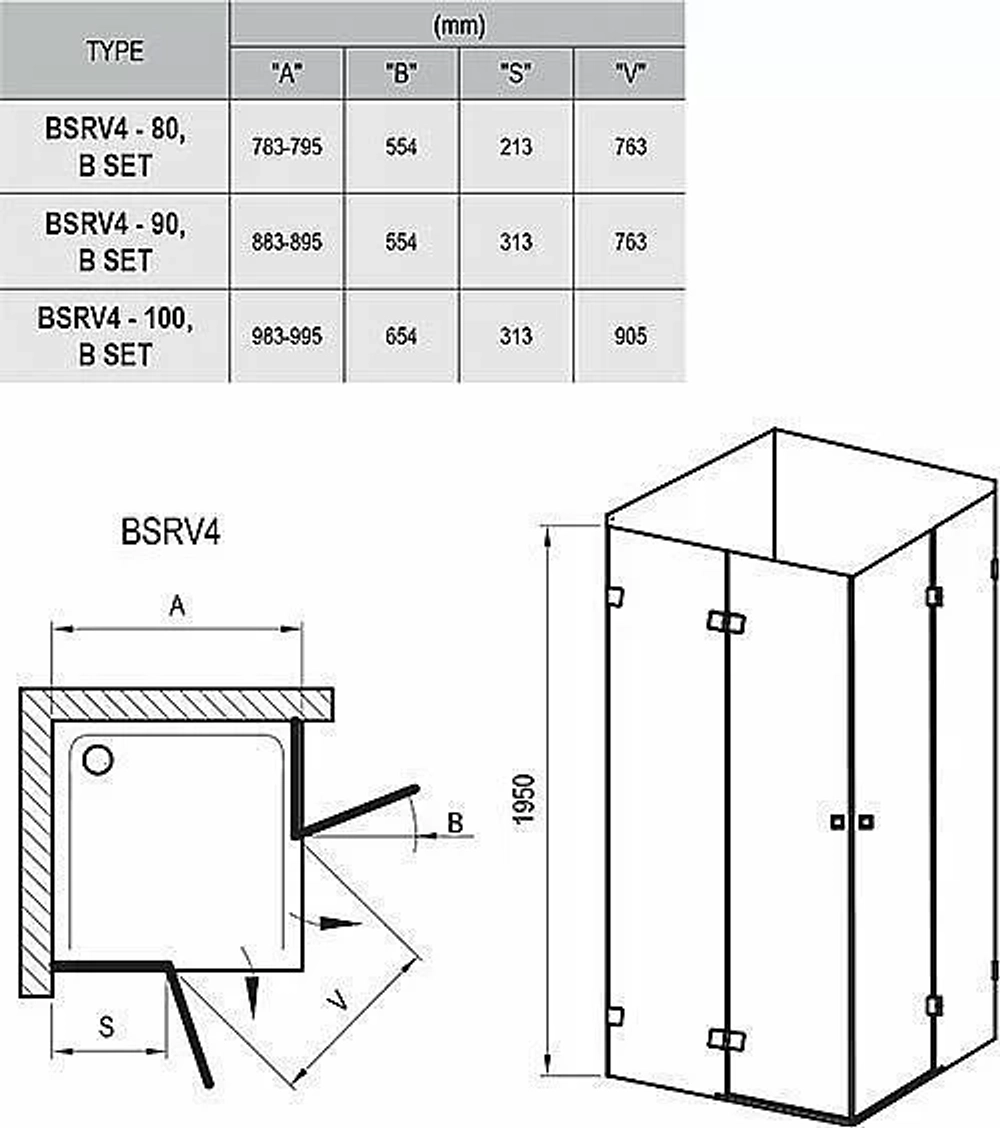 Душевой уголок Ravak BRILLIANT BSRV4 90x90 хром/прозрачное