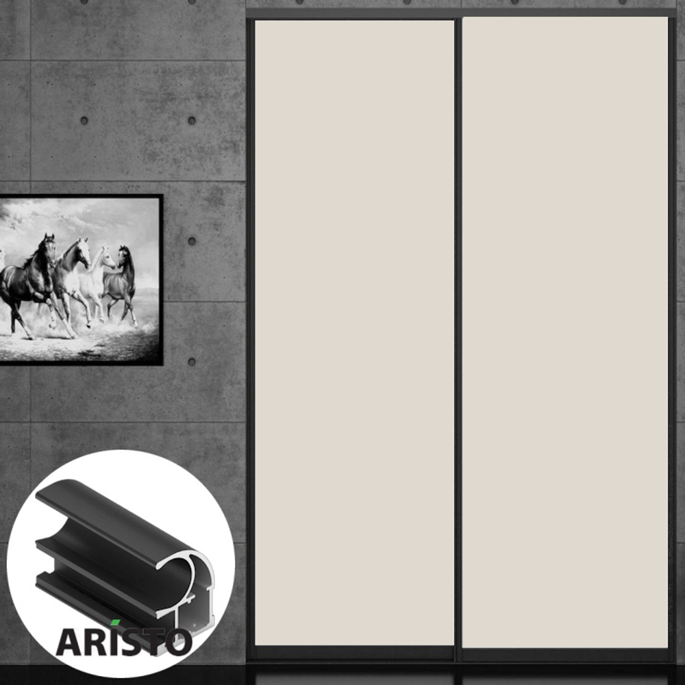 Дверь-купе ARISTO С, ЛДСП LAMARTY, профиль черный велюр (17 цветов)