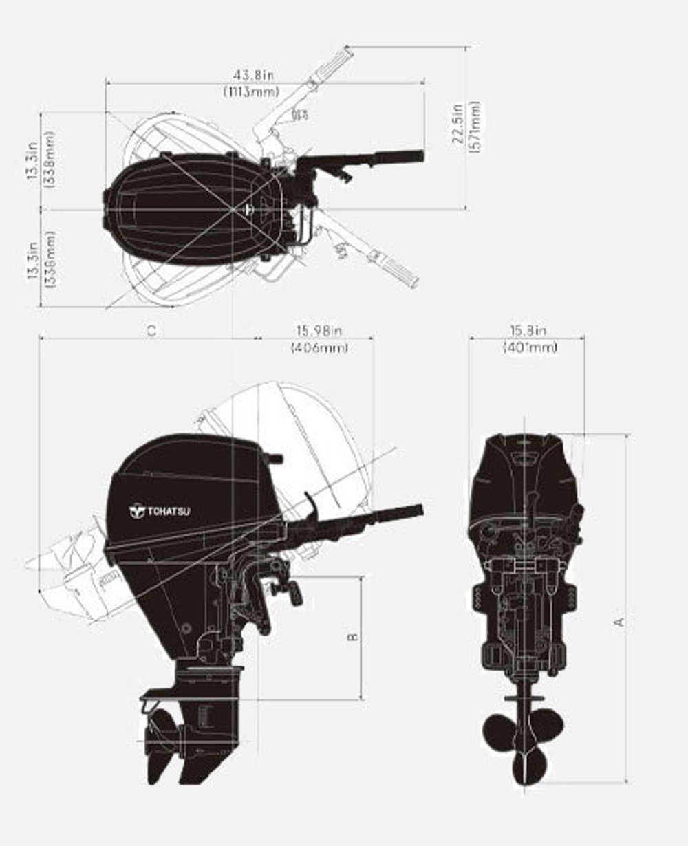 Лодочный мотор бензиновый Tohatsu MFS30D-S