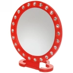 Зеркало настольное в пластиковой оправе «Белые выемки» круг, подвесное d-15см (Стикер на минивложение10шт)