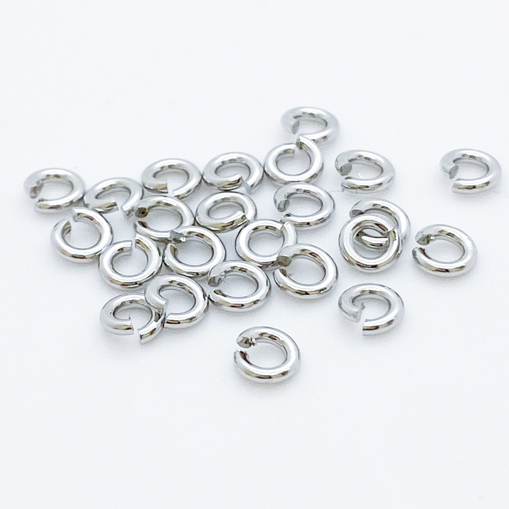 Колечки соединительныe, цвет серебро (родий), размер 5 мм, толщина 1 мм, цена за 3 грамма (около 25 шт)