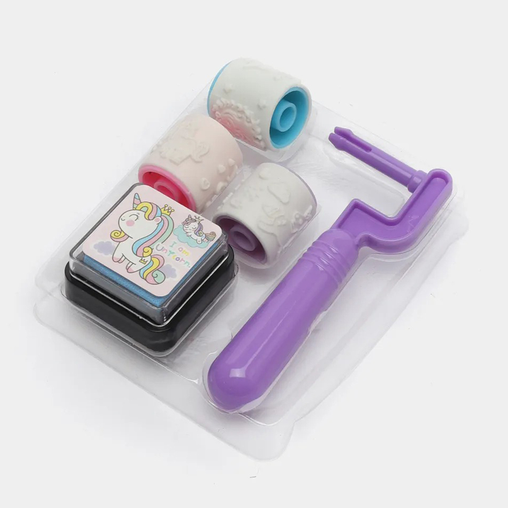 Штамп для детей с единорогом, MC-Basir, детские цветные печати с 3 сменными роликами и штемпельной подушкой, 9 см, для рисования и творчества