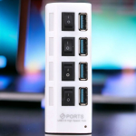 Картридер USB - Xaб 4порта с выключателем USB3.0 Smartbuy SBHA-7304