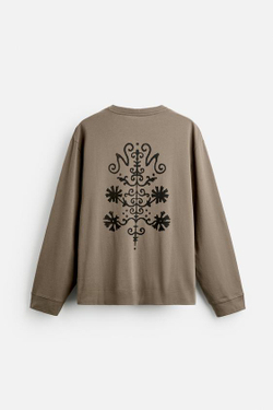 ZARА X NANUSHKA ФУТБОЛКА С ПРИНТОМ, КОРИЧНЕВЫЙ