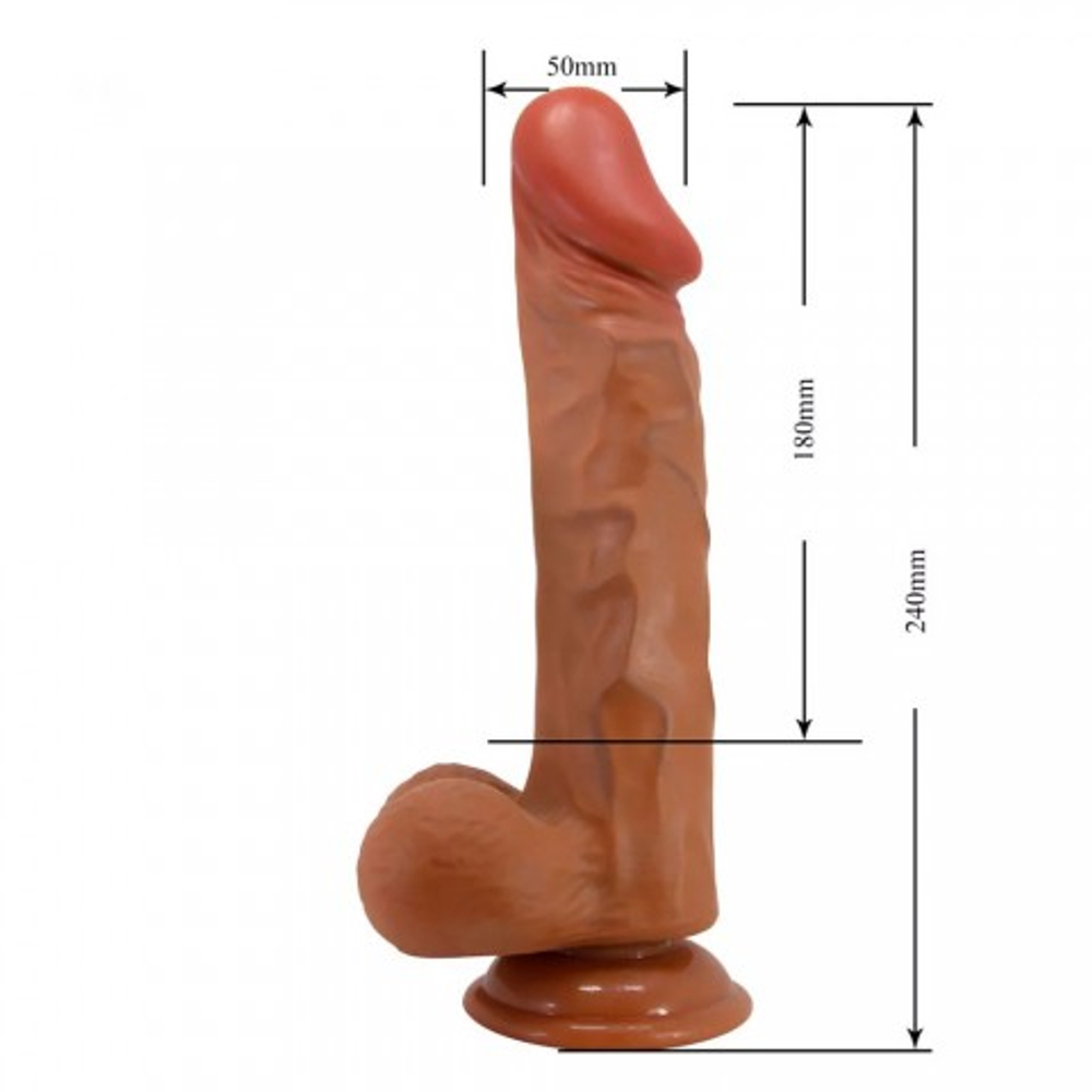 Реалистичный фаллоимитатор на присоске Buraq, 24*5 см, коричневый