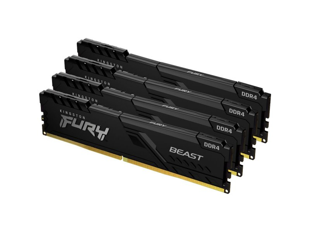 Оперативная память Kingston Fury Beast Black Gaming Memory KF436C17BBK4/32, DDR4 4х 32ГБ 3600 МГц, DIMM, RTL
