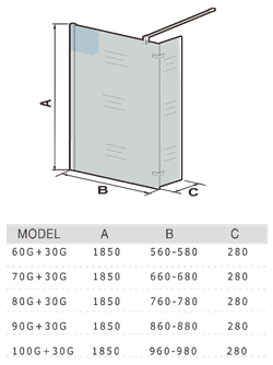 Душевое ограждение WeltWasser  WW400  80G+30G Размер (800+300)Х1850 10000002946 прямоугольная