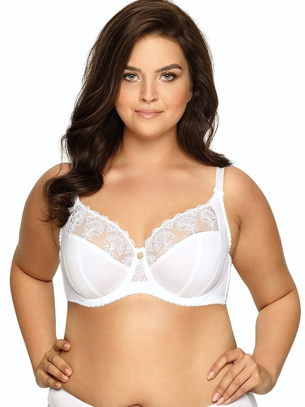 Бюстгальтер plus size на косточках с нежными кружевными элементами (Размер: 95G) (Цвет: черный)