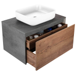 Тумба под раковину Vincea Mesa 800 подвесная, 1 выкатной/1 скрытый ящик soft close, T.Oak + Beton