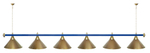 Лампа STARTBILLIARDS 6 пл. (плафоны зеленые,штанга зеленая,фурнитура золото)