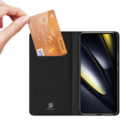 Чехол книжка из PU кожи черного цвета от Dux Ducis для смартфона Xiaomi Redmi Turbo 3 и Poco F6, серия Skin Pro Series Case
