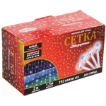 Гирлянда для улицы СЕТКА «Мерцание» ш2,0* в1,5 м 192 ламп LED, прозр.пров,1 реж.,IP-54, Белый, синее мерцание (возможность соединения)