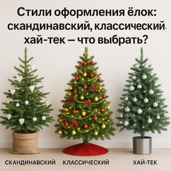 Стили оформления ёлок: скандинавский, классический, хай-тек - что выбрать?