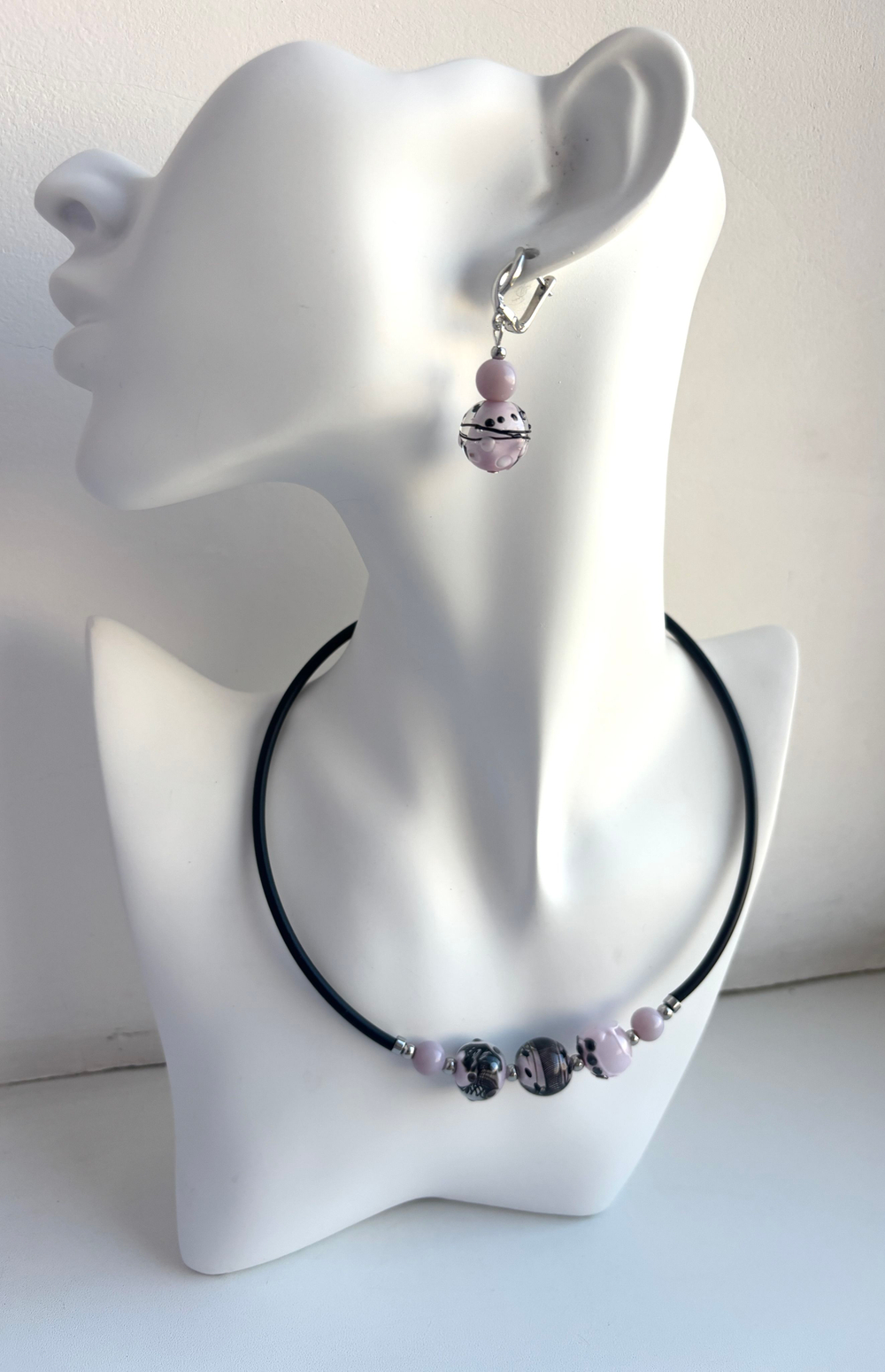 Комплект украшений из муранского стекла: колье, серьги