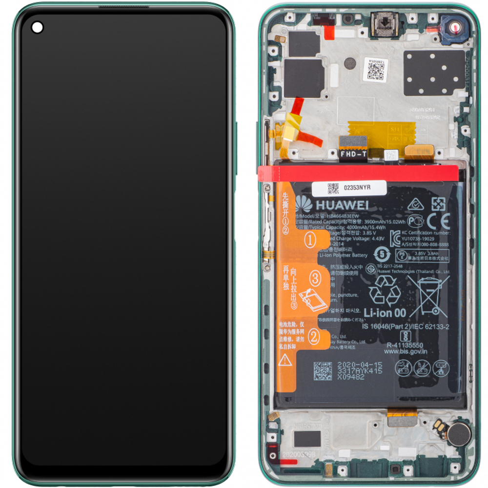 Huawei P40 Lite 5G (CDY-N29A) / Дисплей (в сборе с тачскрином и аккумулятором) (в рамке) (ORIG-SP)