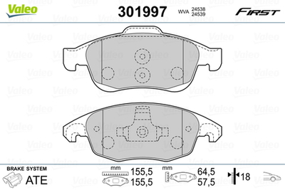 VALEO - 301997-VAL - Brake Pad Set, disc brake