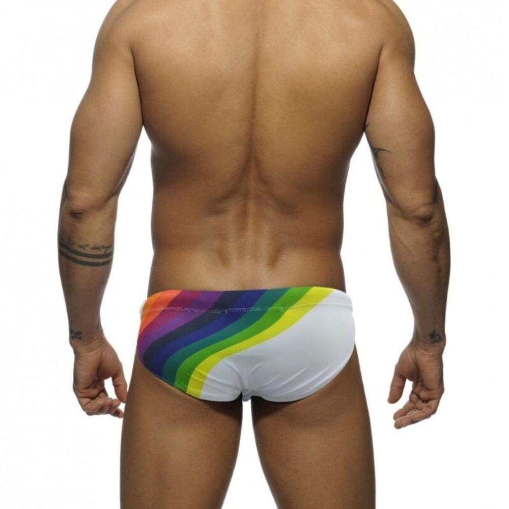 Мужские плавки белые с разноцветными полосками Romeo Rossi 6613-1