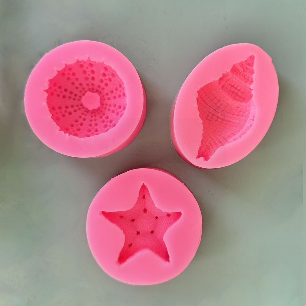 Молды силиконовые для творчества "Набор 3 молда: ракушка, морской ёж, морская звезда"/ форма для полимерной глины, мыла, воска, гипса и эпоксидной смолы