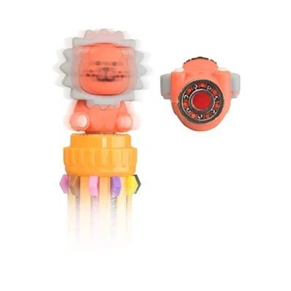 Ручка шариковая, автоматическая, 10в1, Odemei, 10-ти цветная, серия "Лёвушка", с фигуркой-гироскопом, 40 шт