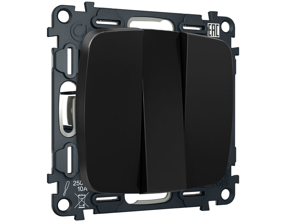 MO805010 Комплект механизма 3-кл выключателя OMEGA Черный матовый 10A-250V QUANT (OP8050, VM133)