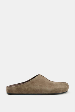 ZARA ТУФЛИ-МЮЛИ ИЗ СПИЛКА, СЕРО-КОРИЧНЕВЫЙ