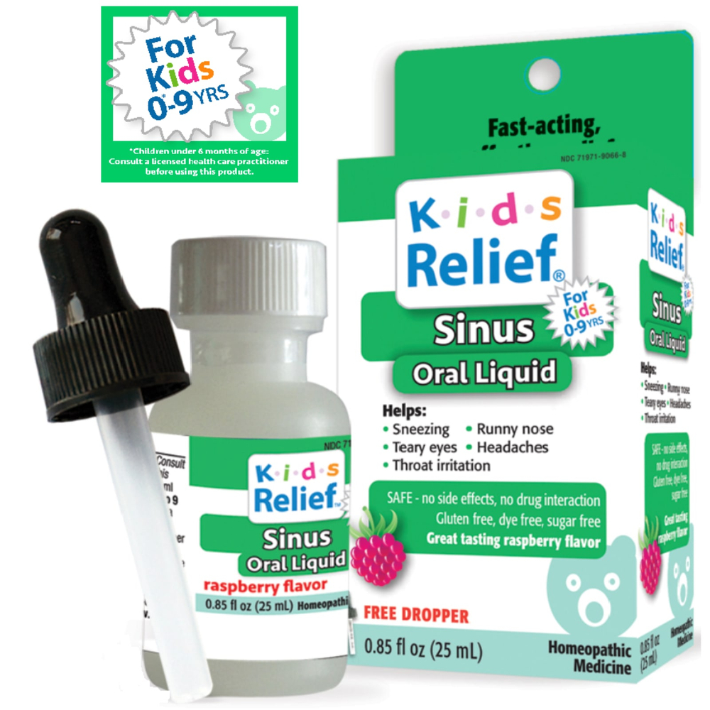 Homeolab USA, Kids Relief, жидкость для полости носа, для детей 0–9 лет, со вкусом малины, 25 мл (0,85 жидк. унц.)