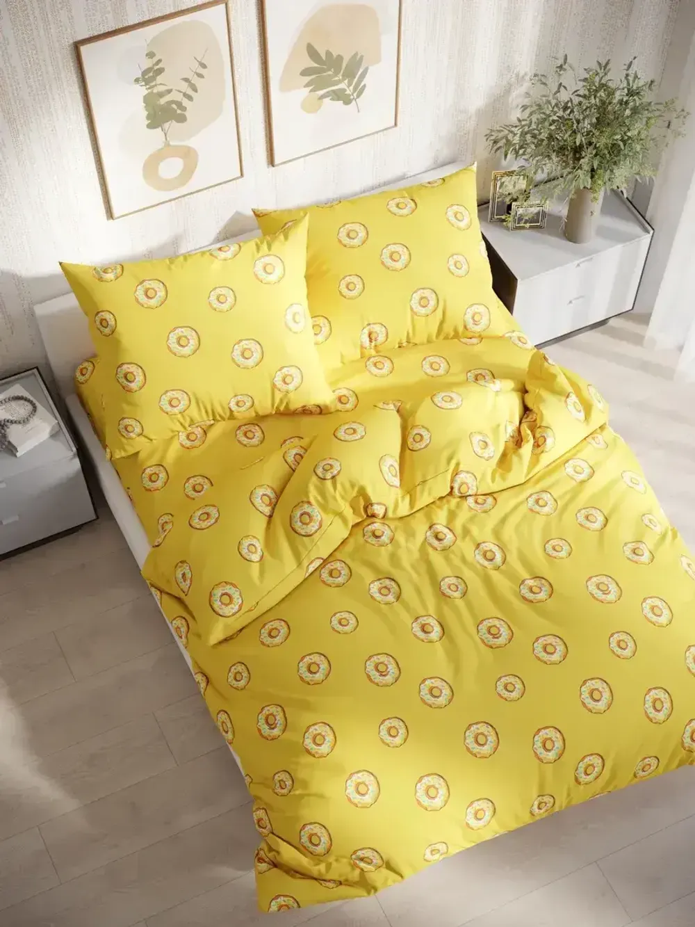 Наволочка комплект 2шт перкаль Сказка "Пончики" 70x70 см на молнии