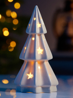 Светодиодная фигура «Ёлочка со звёздами», 13×6.5×6.5 см, 1 LED, керамика, от батареек LR44×3, тёплый