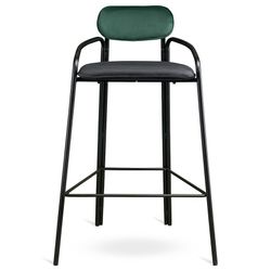 Стул барный Ror, Round, велюр, черный/темно-зеленый/черный