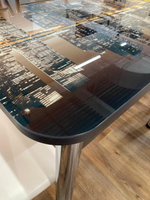 Стол стеклянный с фотопечатью (подстолье прямое нераздвижное венге )