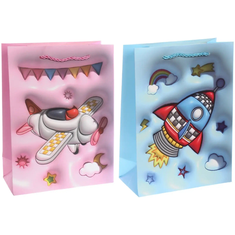 Пакет подарочный «Самолет» 18*24*8.50 см, микс