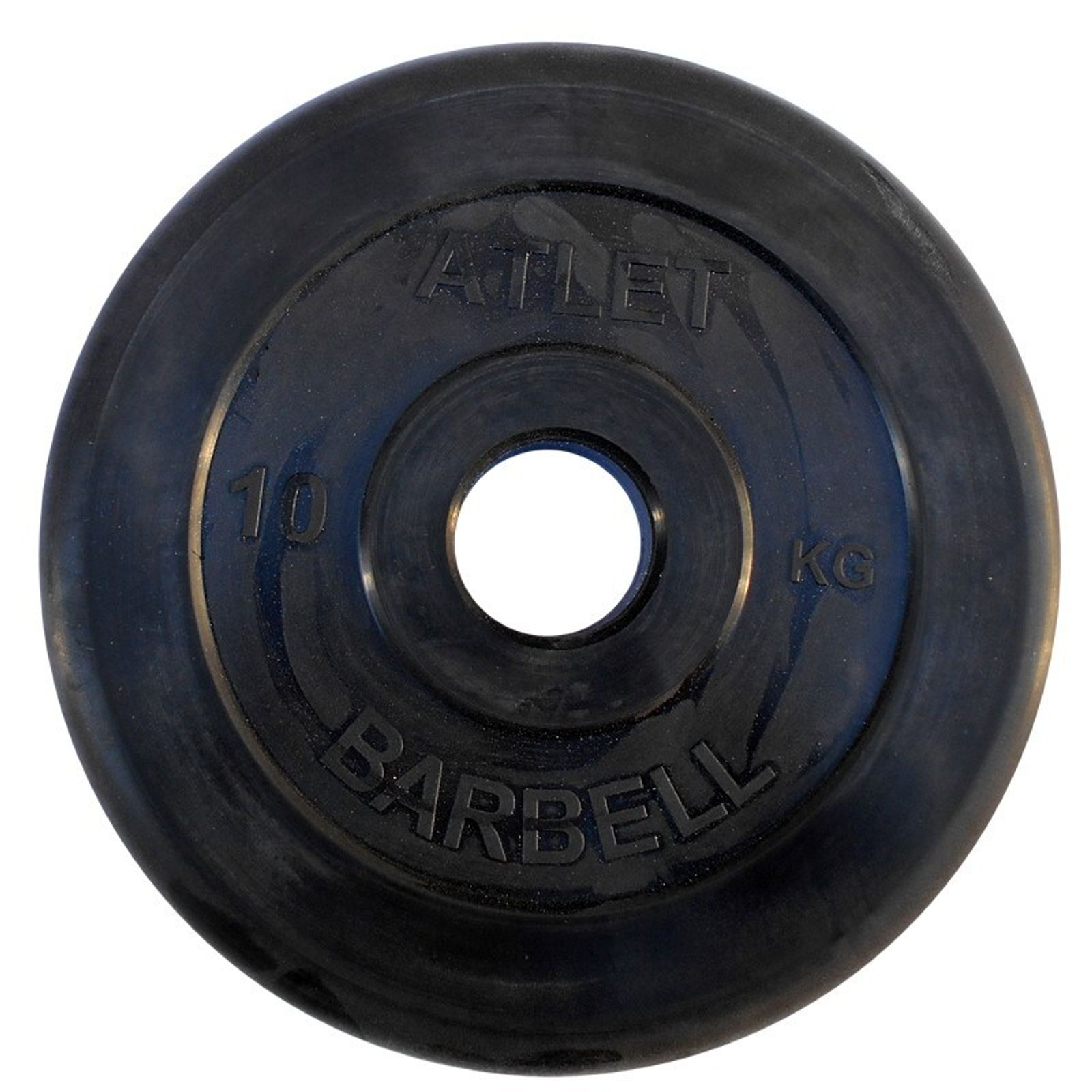 Диск обрезиненный BARBELL ATLET 10 кг / диаметр 51 мм фото №1