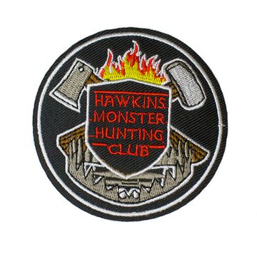 Нашивка термоаппликация на одежду и на рюкзак. Hawkins Monster Hunting Club