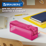 Пенал BRAUBERG с объемной "тракторной" молнией 1 отделение ПВХ 22х8х6 5 см "Ultra pink" (2 штуки в упаковке)